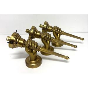 Maison Petitot Trois Appliques murales  Bronze doré  Mains Torchères luminaire lampe Ref1180