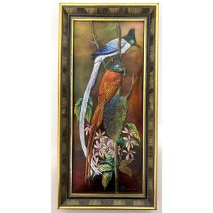 Enamel Plaque  Camille Fauré Birds  Limoges Enamels  France Ref1184