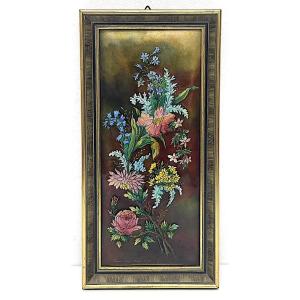 Enamel Plaque By Camille Fauré, "flowers," Limoges Enamels, France, Ref1185