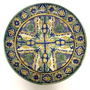 Ceramic Earthenware, Fez Plate, Mokhfia, Large Bowl, Morocco, Circa 1930–1940, Ref1186