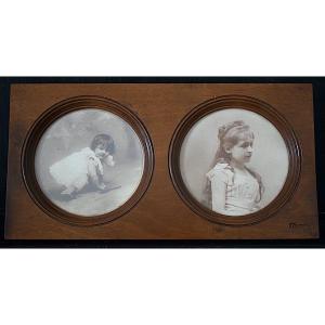 CADRE PHOTOS estampillé à poser deux diamètres 9 x 9 cm PHOTO FRAME Ref C1279