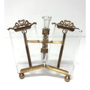 cadre double Porte Photo et soliflore en bronze doré vers 1880 1900 Ref1197