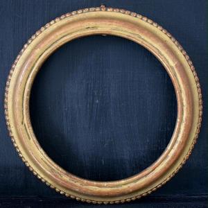 CADRE XIX ème rond doré Feuillure 20 cm de diamètre FRAME Ref C1282