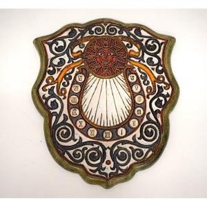 Enameled Ceramic Sundial By Roland Zobel, "les Cyclades," Anduze, Ref. 1202
