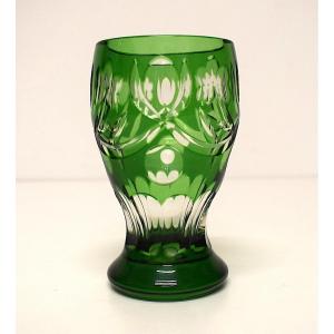 Petit vase cristal Bohême ou  Val saint Lambert Art Dèco vert Emeraude Ref1203