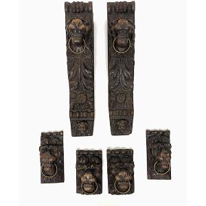 Decorative Elements, Architecture, Carved Wood, Lion's Head, Putti, Oak Wood, Ref. 1212