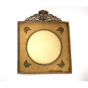Cadre photo ou à miniature à supendre Bronze Doré Style Louis XVI vers 1900 Ref1213