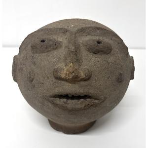 Vase Anthropomorphe ou Tête terre cuite Afrique de l ' Ouest art tribal Ref1218