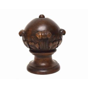 Boule de rampe d' escalier bois sculpté néo renaissance XIXème siècle ref1227 