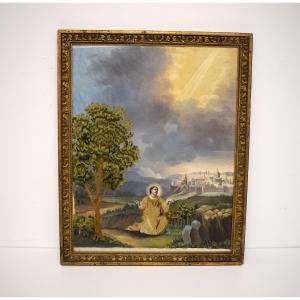 Tableau Broderie Dite Peinture a L'aiguille  jésus religion  Jérusalem  Israël refm1188
