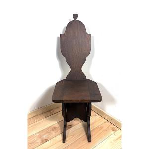 Charles Dudouyt Chaise bois chêne estampillé l'Abeillée 1920 1930 brutaliste ref1202