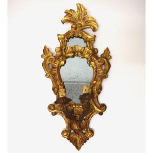 Gilded Carved Wood Wall Sconce With Two Lights, Rocaille Style, Ref. 1205