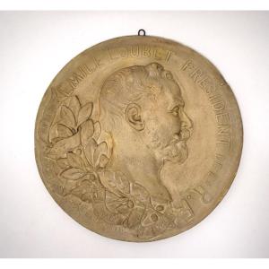 Régis Chaumartin Plaster Medallion Portrait Of Emile Loubet Ref1219