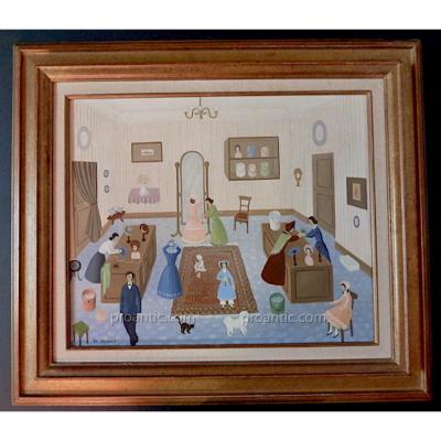 Thérèse Pouget Naïf Art Hats Shop Paris Animated Scene XX Rt55