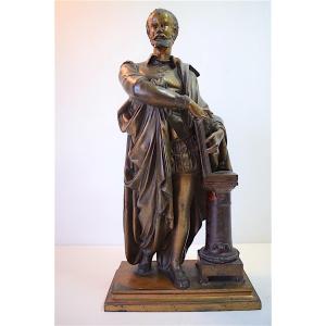 Historical Figure Of The 16th Poet Le Tasse In Painted Metal XIX Century Renaissance Italy Ref91