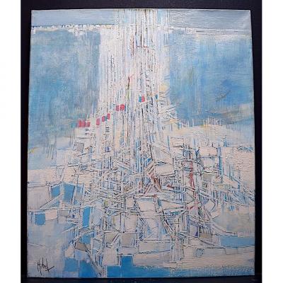 Abstract Titled Light On Marine Boats Signed Michel 1980s XX Rt163
