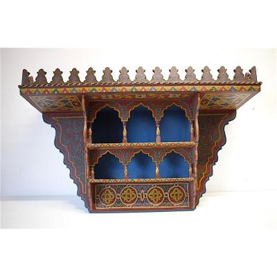 Moroccan Wall Shelf Painted Wood Morocco Early XXth Orientalist Ref137