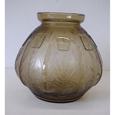 Vase Art Déco Dégagé à l'Acide Signé Verrex Maison Schneider 1925 1930 XX REF144