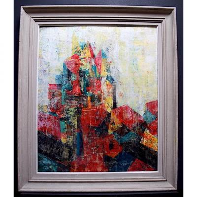 Abstract Village Church Modernist Cubism XX Rt252