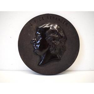 Medallion In Hardened Wood Portrait Profile J P Beranger XIX Ref264