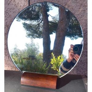 Round Table Mirror Modernist Art Deco In Wood 1925 1930 Psyche XX Th Ref274