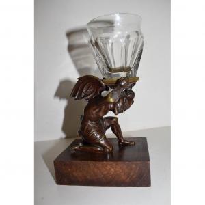 Curiosity Devil Bronze Oil Lamp Night Light And Pyrogen Satan Mephistopheles XIX Ref284