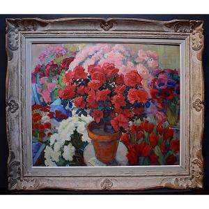 R Leyrat Or Leyrac French School Flowers Azaleas Anemones Tulips Still Life XX Rt470