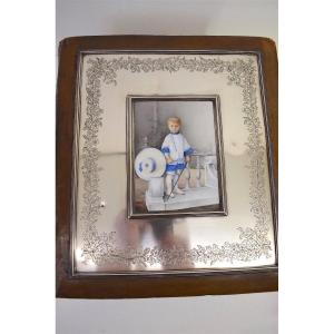 Large Russian Album Photographs Sterling Silver Miniature Portrait Enamel Punches Morozoff Ref314