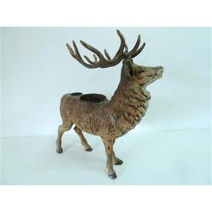 Pyrogen Match Holder Deer Painted Metal Said Vienna Bronze Animal Ref342
