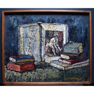 Signed L Gomez Still Life With Books XX Rt538
