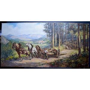 A David Signed Animated Scene Lumberjacks In The Forest Landscape XX Rt576 *