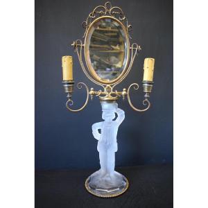 Psyche Lamp Candlestick Mirror XIX Bronze Brass And Glass Napoleon III Ref379