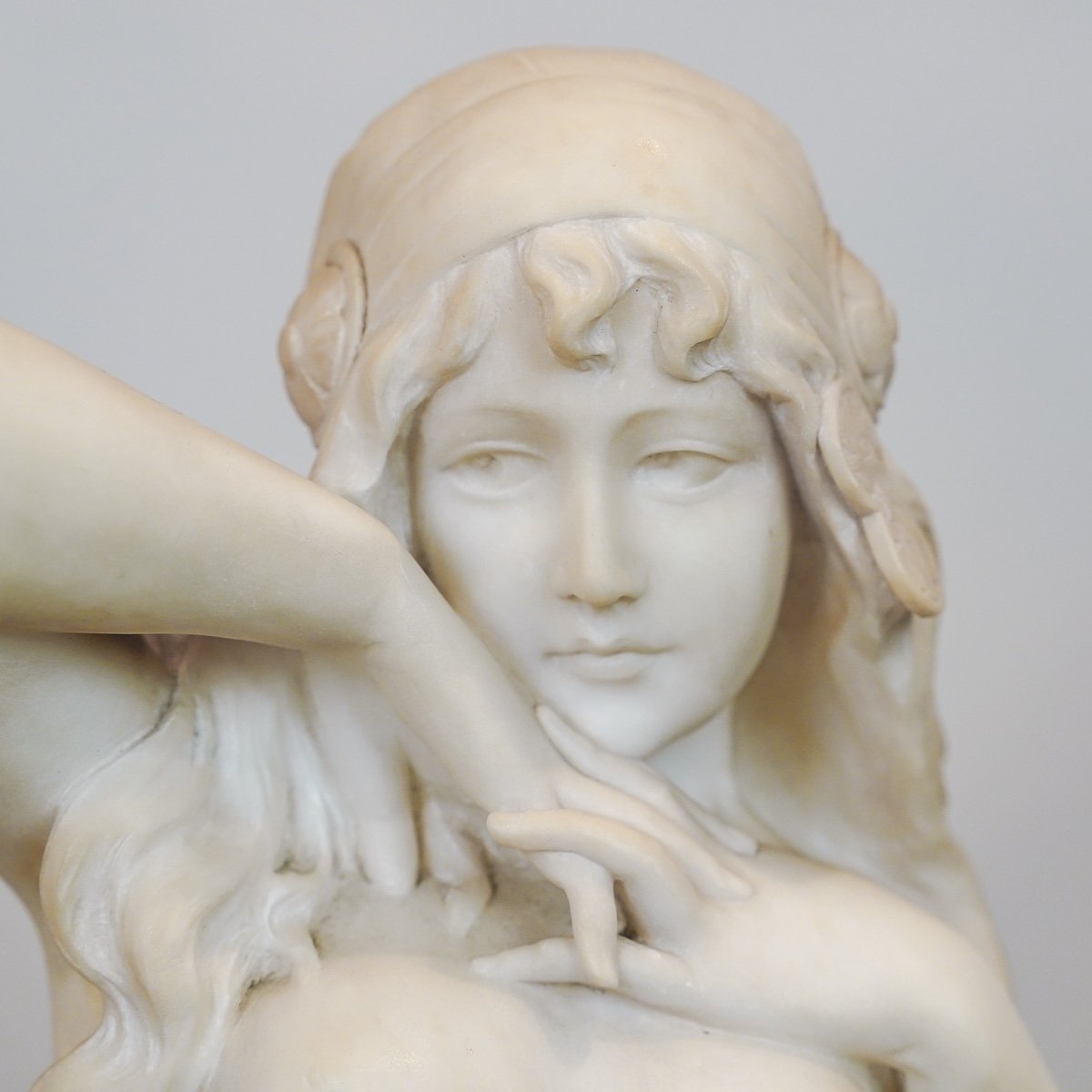 Sculpture en albâtre, "Salomé", Par Adolfo Cipriani, Circa 1890.-photo-4