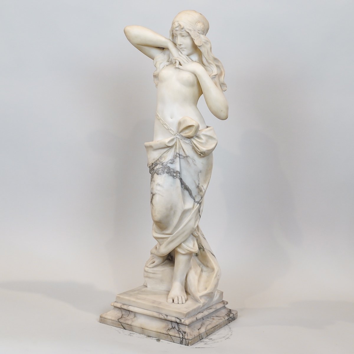 Sculpture en albâtre, "Salomé", Par Adolfo Cipriani, Circa 1890.-photo-5