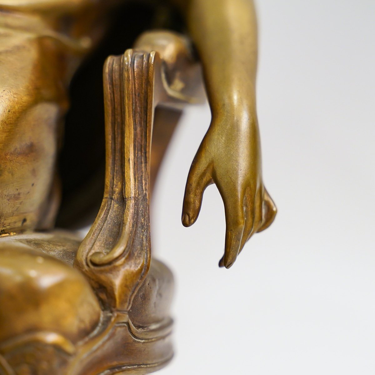 Sculpture en bronze, "Femme Assoupie Dans Un Fauteuil",  Par Henri Emile Allouard, Circa 1900-photo-8