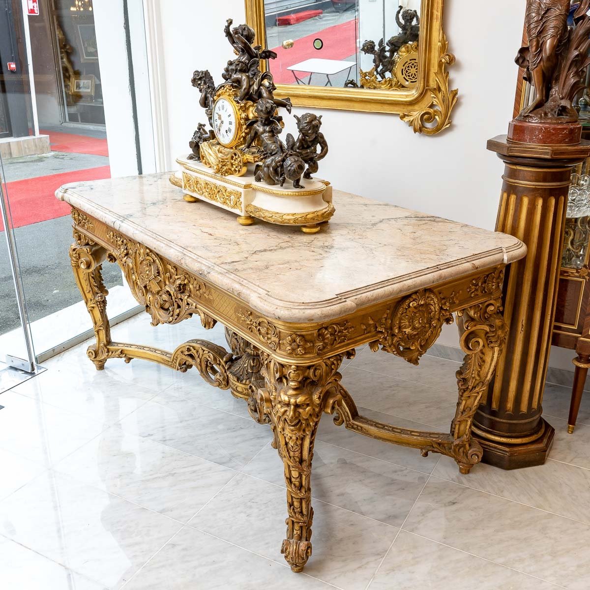 Gilded Wood Center Table, Richly Carved, Napoleon III Period, Circa 1860.-photo-3