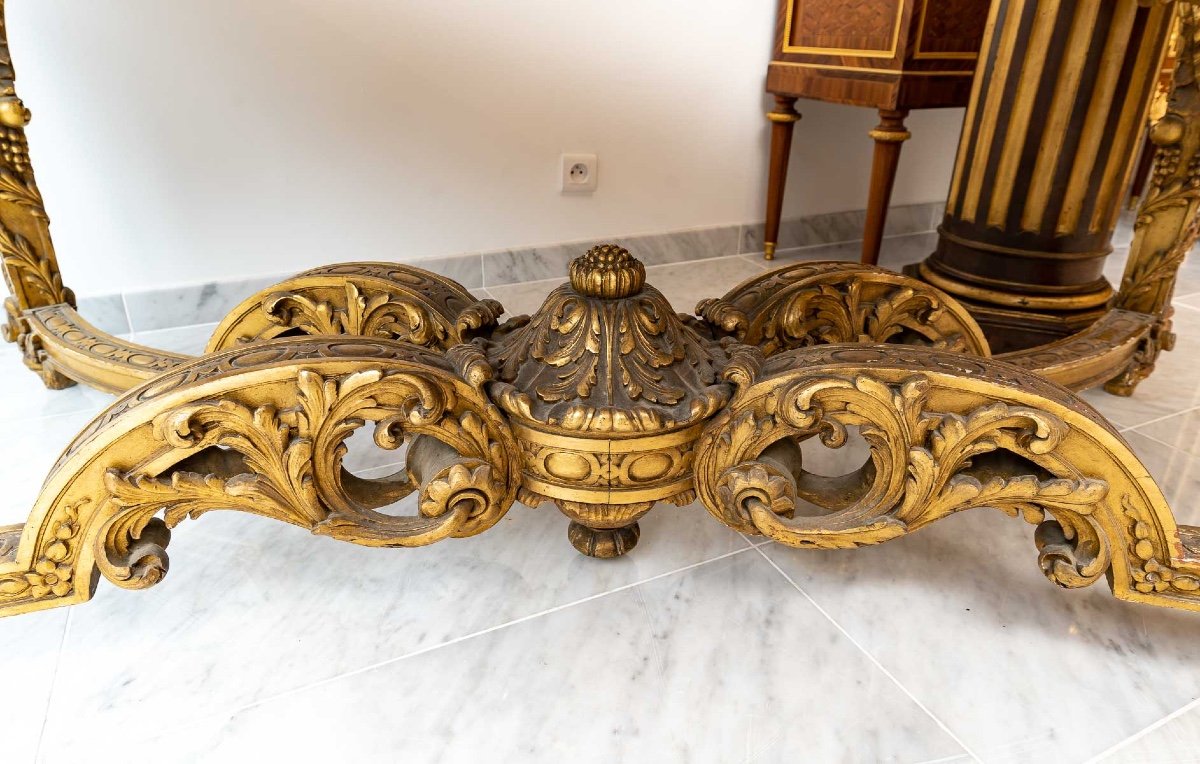 Gilded Wood Center Table, Richly Carved, Napoleon III Period, Circa 1860.-photo-3