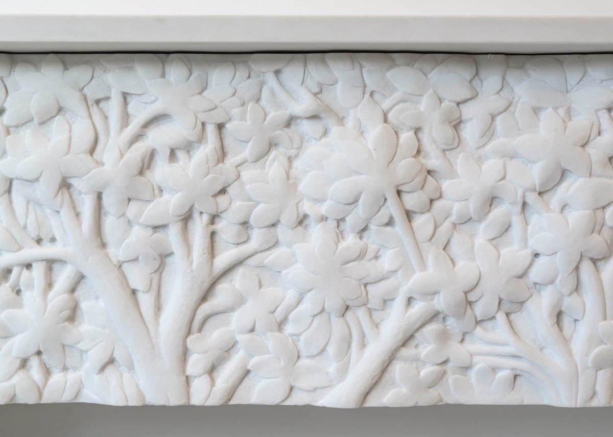 Rare Art Nouveau Fireplace Depicting Adam And Eve In The Garden Of Eden, Circa 1900-photo-4