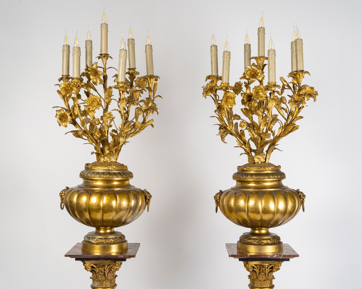Pair Of Seven-light Torches In The Neoclassical Style, Circa 1870-photo-2