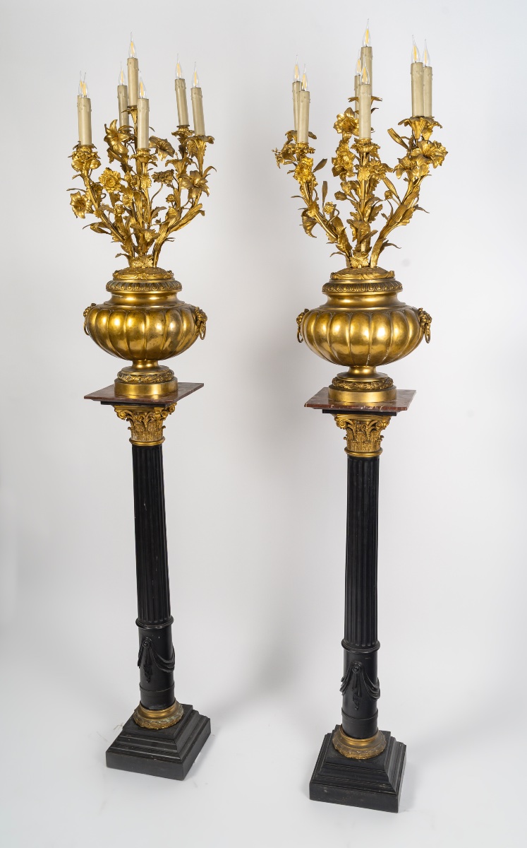 Pair Of Seven-light Torches In The Neoclassical Style, Circa 1870-photo-5