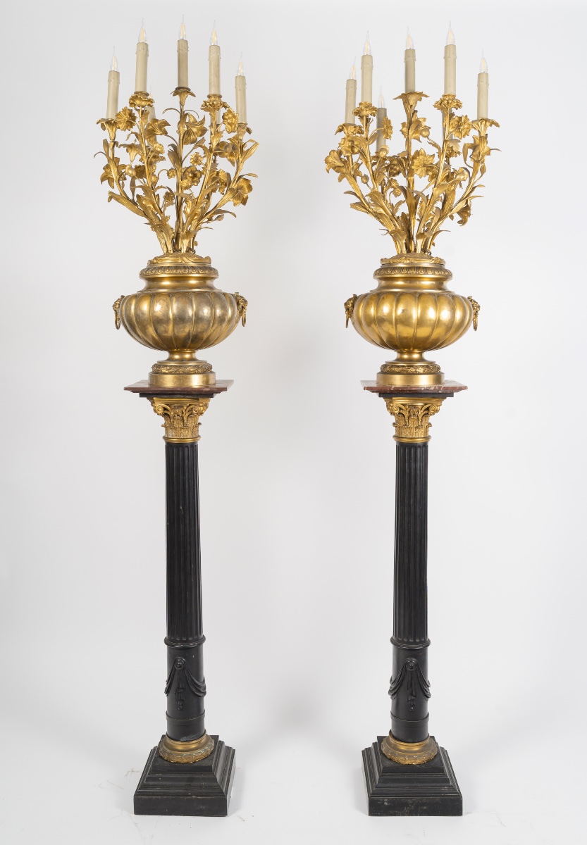 Pair Of Seven-light Torches In The Neoclassical Style, Circa 1870-photo-7