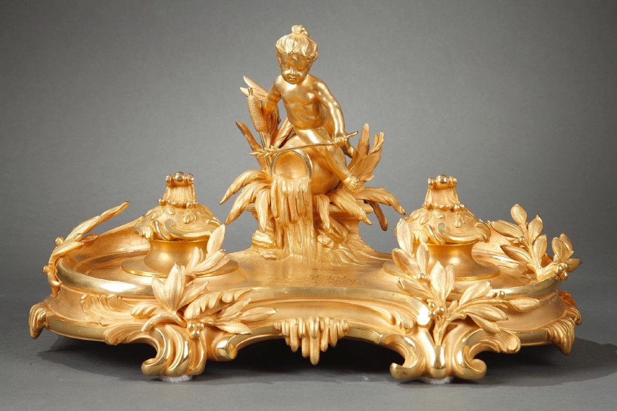 Encrier en bronze doré, Circa 1900