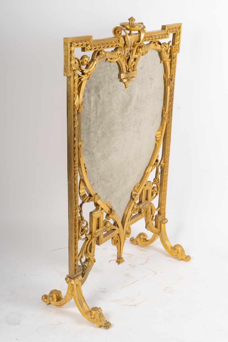 Rare Gilt Bronze Fireplace Front, Circa 1870-photo-5