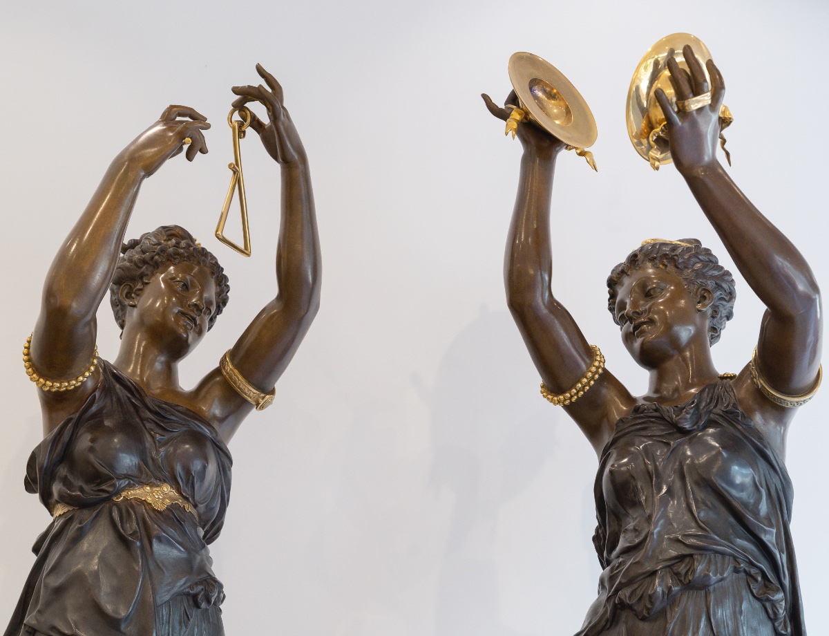 étienne Henri Dumaige (1830–1888) Monumental Pair Of Sculptures "the Musicians"-photo-3