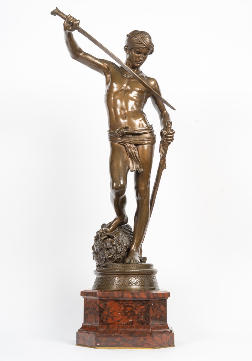 Antonin Mercié (1845-1916) David, Victor Over Goliath-photo-3