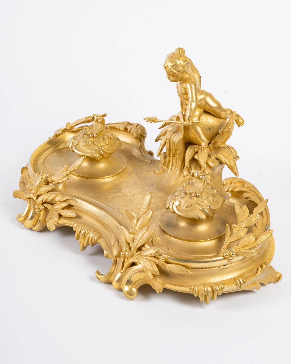 Gilt Bronze Inkwell, Circa 1900-photo-2