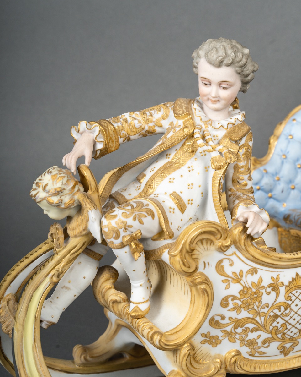 Centre de table en biscuit Sitzendorf, Circa 1900-photo-3