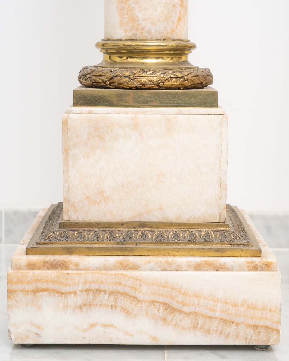 Pair Of Pedestals In Moroccan Onyx And Gilt Bronze, Circa 1870-photo-1