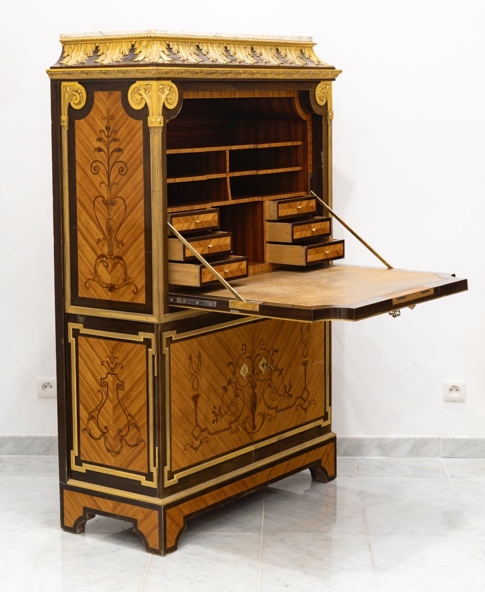 Paul Sormani (1817-1877) Drop-front Secretary Desk, Circa 1860-photo-2