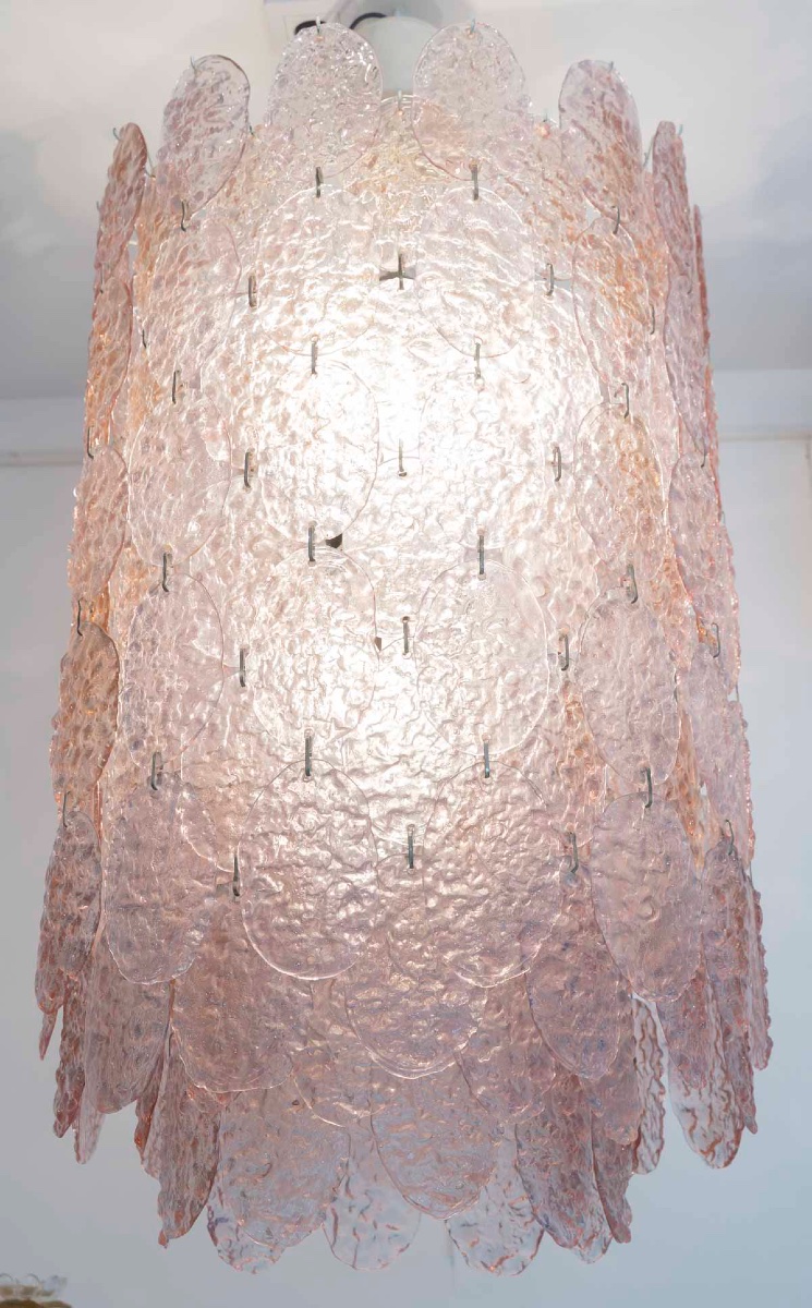 Gino Vistosi (1925-1980), Large Murano Chandelier With Nine Lights, Circa 1970-photo-3